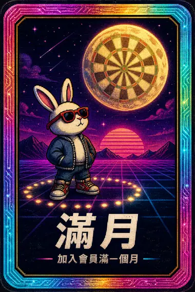 滿月 會員徽章，加入後 30 天內打卡滿 5 次且月底回店解鎖